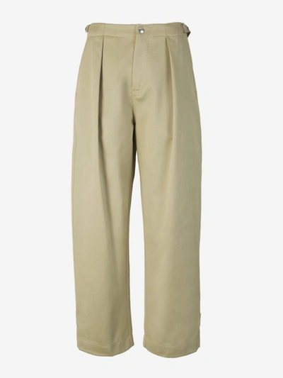 Shop Burberry Straight Cotton Pants In Taupe