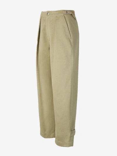 Shop Burberry Straight Cotton Pants In Taupe