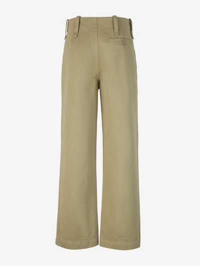 Shop Burberry Straight Cotton Trousers In Verd Militar