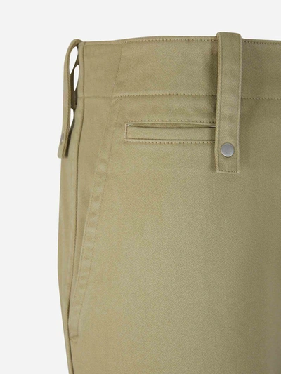 Shop Burberry Straight Cotton Trousers In Verd Militar
