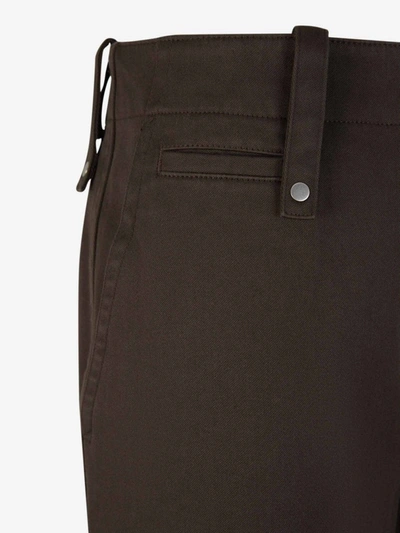 Shop Burberry Straight Cotton Trousers In Verd Fosc
