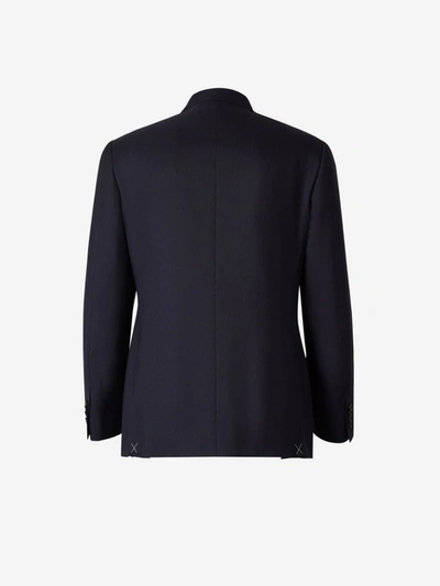 Shop Canali Cashmere Plain Suit In Blau Nit