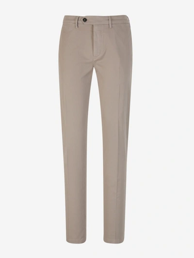 Shop Canali Cotton Chino Trousers In Gris Clar