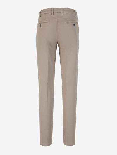 Shop Canali Cotton Chino Trousers In Gris Clar