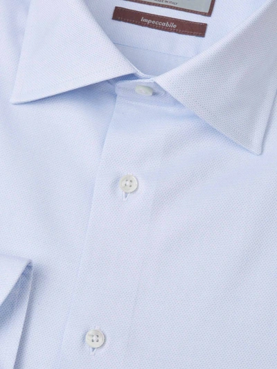 Shop Canali Cotton Textured Shirt In Blau Cel