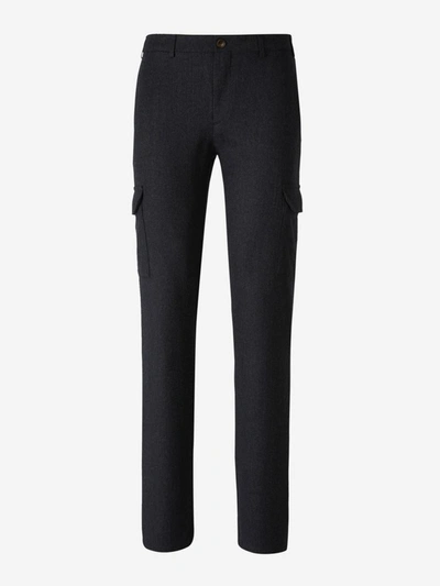 Shop Canali Wool Cargo Trousers In Gris Fosc