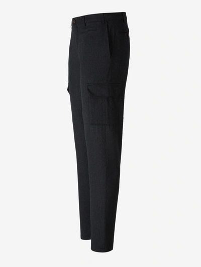 Shop Canali Wool Cargo Trousers In Gris Fosc
