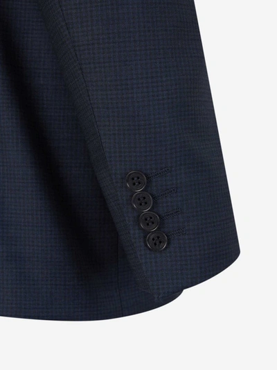 Shop Canali Wool Checked Suit In Blau Nit