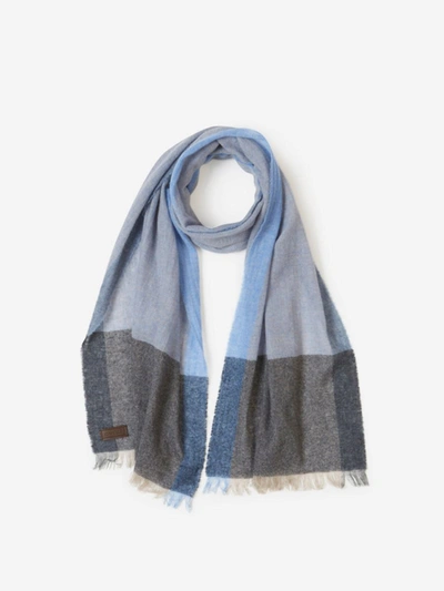 Shop Canali Wool Jacquard Scarf In Blau Cel