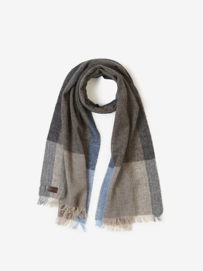 Shop Canali Wool Jacquard Scarf In Gris Clar
