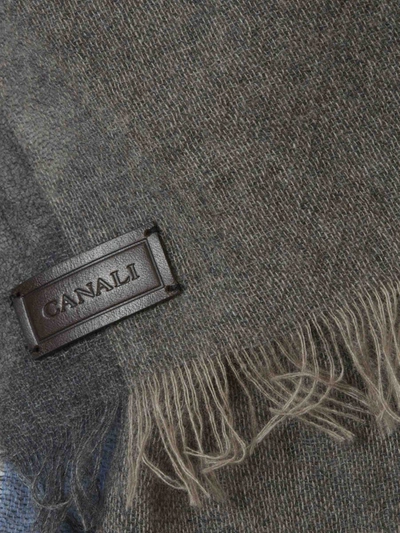 Shop Canali Wool Jacquard Scarf In Gris Clar