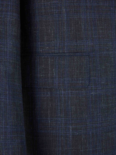 Shop Canali Wool Textured Suit In Blau Nit