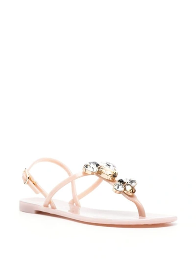 Shop Casadei Jelly Thong Sandals In Beige