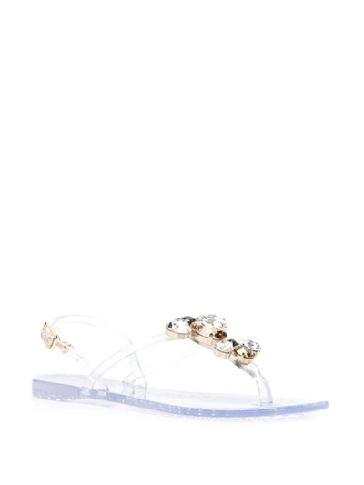 Shop Casadei Jelly Thong Sandals In Grey