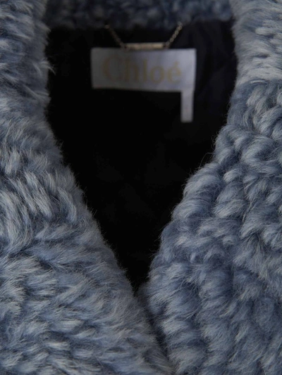Shop Chloé Fur Denim Jacket In Blau Denim