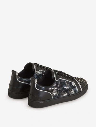 Shop Christian Louboutin Louis Junior Spikes Sneakers In Negre