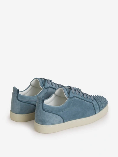 Shop Christian Louboutin Louis Junior Spikes Sneakers In Blau Denim