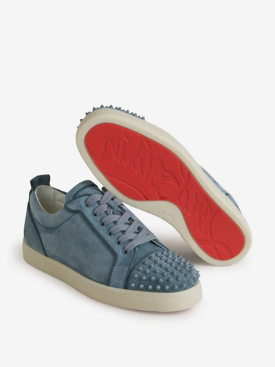 Shop Christian Louboutin Louis Junior Spikes Sneakers In Blau Denim
