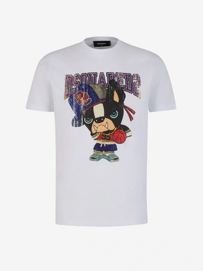 Shop Dsquared2 Cotton Printed T-shirt In Blanc