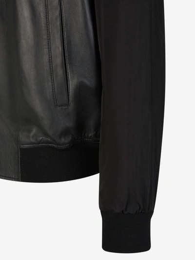 Shop Dsquared2 Leather Bomber Jacket In Negre