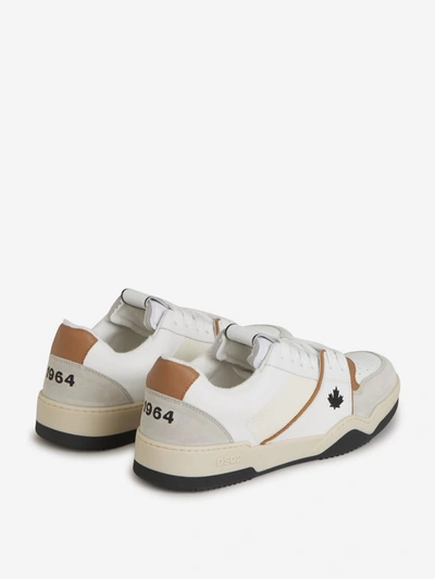 Shop Dsquared2 Leather Spiker Sneakers In Blanc