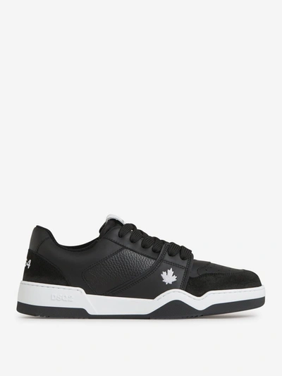 Shop Dsquared2 Leather Spiker Sneakers In Negre