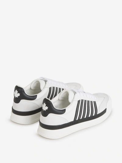 Shop Dsquared2 Striped Leather Sneakers In Blanc