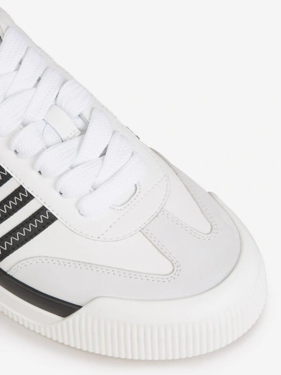 Shop Dsquared2 Striped Leather Sneakers In Blanc