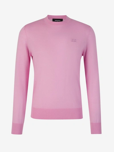 Shop Dsquared2 Logo Wool Sweater In Rosa Chiclet