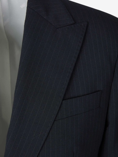 Shop Dsquared2 Vertical Striped Suit In Blau Nit