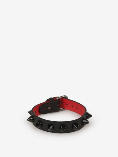 Shop Christian Louboutin Loubilink Leather Bracelet In Negre