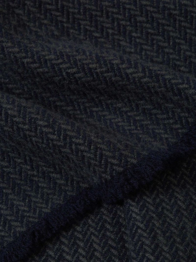 Shop Fedeli Cashmere Knit Scarf In Blau Nit