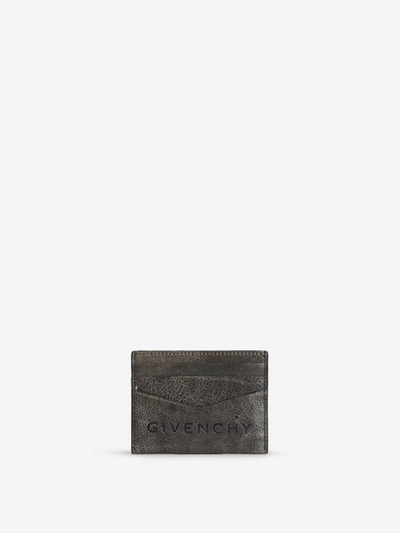Shop Givenchy Crackled Leather Card Holder In Gris Fosc