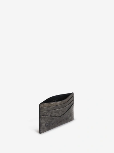 Shop Givenchy Crackled Leather Card Holder In Gris Fosc