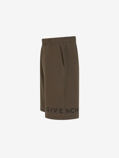 Shop Givenchy Logo Cotton Bermuda Shorts In Verd Militar