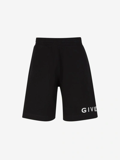 Shop Givenchy Logo Cotton Bermuda Shorts In Negre