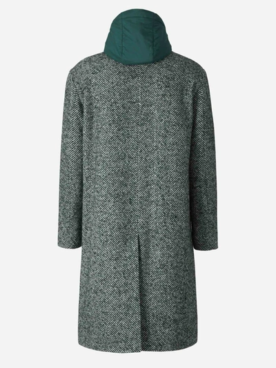 Herno Single Breasted Hooded Coat In Verd Fosc