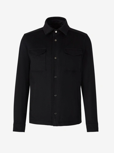 Shop Herno Wool And Cashmere Overshirt In Negre