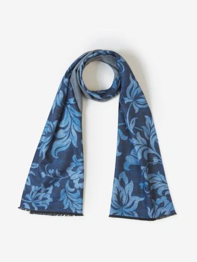 Shop Kiton Floral Silk Scarf In Blau Marí