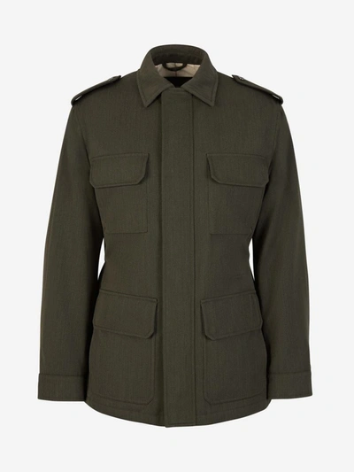 Shop Loro Piana Wool Field Jacket In Verd Fosc