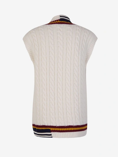 Shop Moncler Genius Cable Knit Vest In Beix