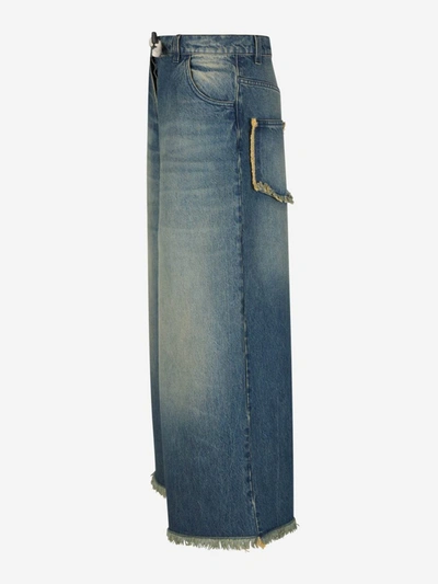 Shop Moncler Genius Wide Cotton Jeans In Blau Denim