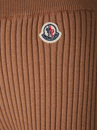 Shop Moncler Wool Knit Joggers In Camel
