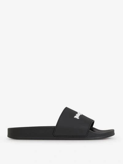 Shop Palm Angels Pool Logo Sandals In Negre