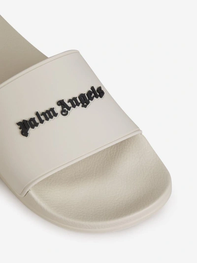 Shop Palm Angels Pool Logo Sandals In Beix