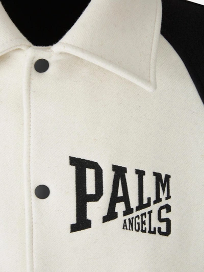 Shop Palm Angels Wool Varsity Jacket In Beix