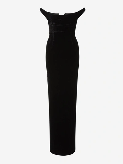 Shop Roland Mouret Velvet Maxi Dress In Negre