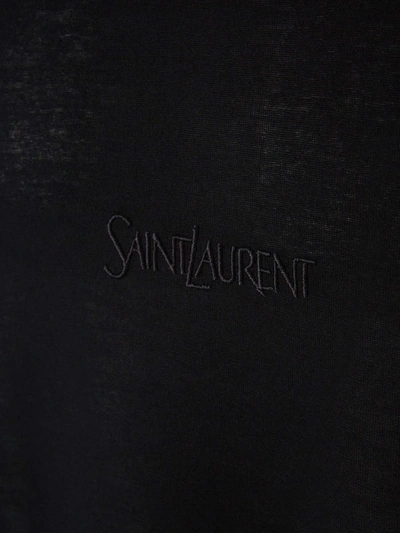 Shop Saint Laurent Embroidered Logo T-shirt In Negre