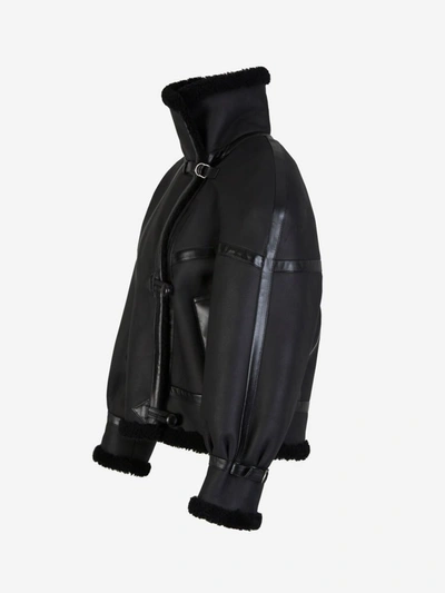 Shop Saint Laurent Leather Biker Jacket In Negre