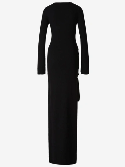 Shop Saint Laurent Wool Maxi Dress In Negre